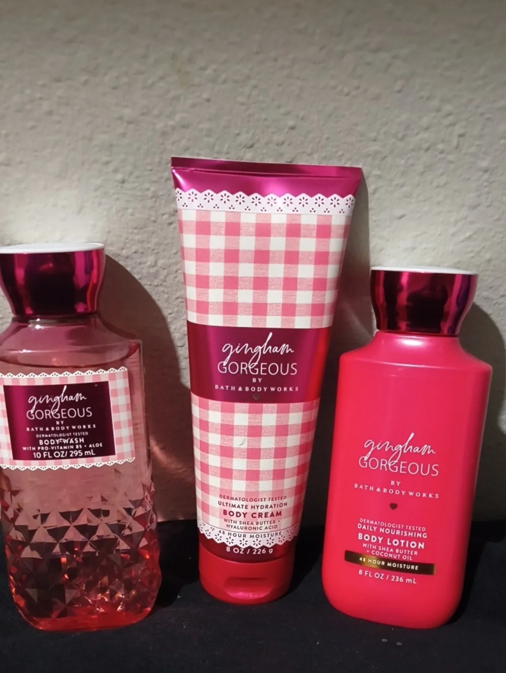 Bath & Body Works Gingham Gorgeous Pink Body Care Trio